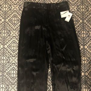 1 state black floral silk pants
